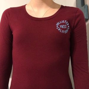 Hollister Maroon Long Sleeve Tee